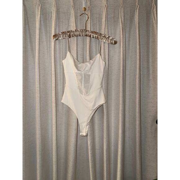 Princess Polly Cream White Mesh Strappy Camisole Bodysuit XS 0 One piece bridal - Picture 3 of 10